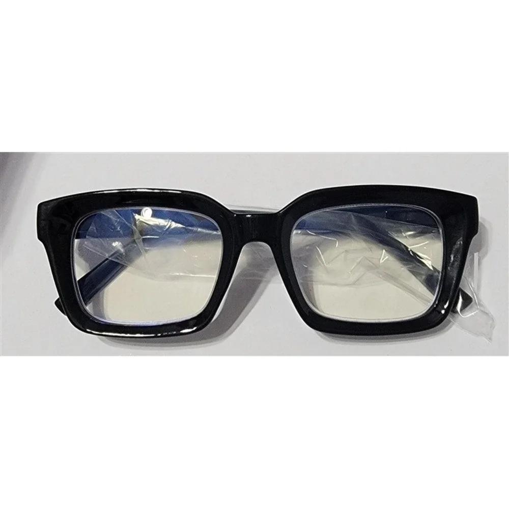 NWT Thick Rectangle Nerd Black Blue Light 1.5 Reading Glasses 117203